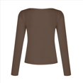 thumbnail image 4 of Camisas de Larga de Moda para Mujer, Blusas de Otoño con Cuello en V, Ajustadas y Recortadas, Conjuntos Y2K. Camello M, 4 of 7