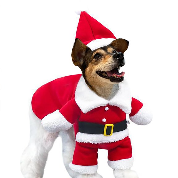 Miaocao Christmas Dog Santa Costume Outfit, Xmas Puppy Santa Claus Clothes Suits Hat for Pet Dogs Cats Party New Year Funny Cosplay (Red, X-Large)
