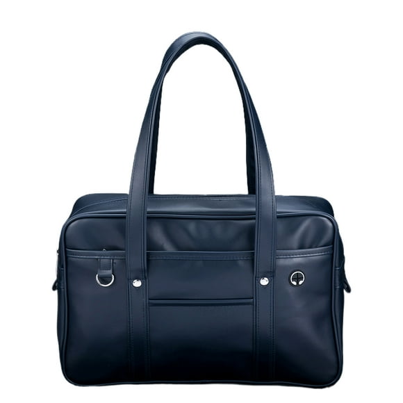 Sac Fourre-Tout en Cuir PU Imperméable pour Uniforme Sac Fourre-Tout Sac à Main de Secondaire Grande Capacité Sac Décontracté Japonais Sac d'Épaule Décontracté Japonais en PU Bleu Foncé