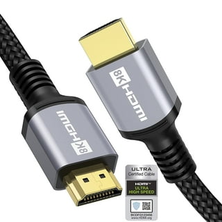Monoprice 8K Certified Braided Ultra High Speed HDMI Cable - HDMI 2.1, 8K@60Hz,  48Gbps, CL2 In-Wall Rated, 24AWG, 25ft, Black 