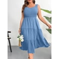 thumbnail image 4 of AURA Plus Size Summer Sleeveless Tank Dress for Women 2025 Smocked Casual Loose Sundress Flowy Beach Tiered Long Midi Dresses, 4 of 7
