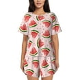 thumbnail image 1 of Fotbe Hand Drawn Watermelon Conjunto de Pijama Estampado para Mujer, 2 Piezas, Ropa de Dormir con Camiseta de Manga Corta y Shorts Suaves-4X-Large, 1 of 6