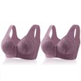 thumbnail image 2 of ylioge 2 Pack S-6XL Plus Size Womens Front Closure Bras Wireless Push Up Bralettes Breathable Full Coverage Multipack Support Underwear Bra, 2 of 4