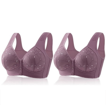 Black of Friday Deals!Clearance Staron 2PC Women Bra No Underwire Front Closure Bra Stretch Bra Wireless Comfortable Comfy Bras Plus Size Soft Smoothing Bras