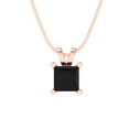 thumbnail image 3 of 0.5 ct Brilliant Princess Cut Solitaire Natural Onyx 14k Rose Solid Gold Everyday Affordable Designer Necklace Pendant with 16" Chain, 3 of 6