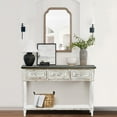 thumbnail image 4 of Console Table 3 Drawer Entryway Table Wood Metal Distressed White Sofa Table, 4 of 9