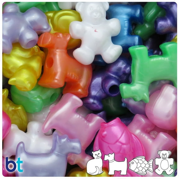 BeadTin Pearl Mix Pet Parade Plastic Pony Beads (2oz)