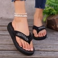thumbnail image 6 of HomeDM Women's Flatform Thong Sandals Comfort Non Slip House Slippers Open Toe Slip-On Summer Flat Beach Sandals, Black Size 7, 6 of 8