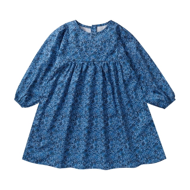 Odeerbi 2-8 Años Niñas Princesas Florales Vestido Retro Vintage Algodón Vestido Infantil Cuello Redondo Plisado Manga Larga