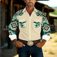 thumbnail image 3 of Wrtxtat Men's Western Cowboy Hippie Shirt Vintage Aztec Camo Printed Casual Pearl Snap Button Up Slim Fit Long Sleeve Work Cargo Shirts with Two Chest Pockets Khaki#11 XXXXL, 3 of 7