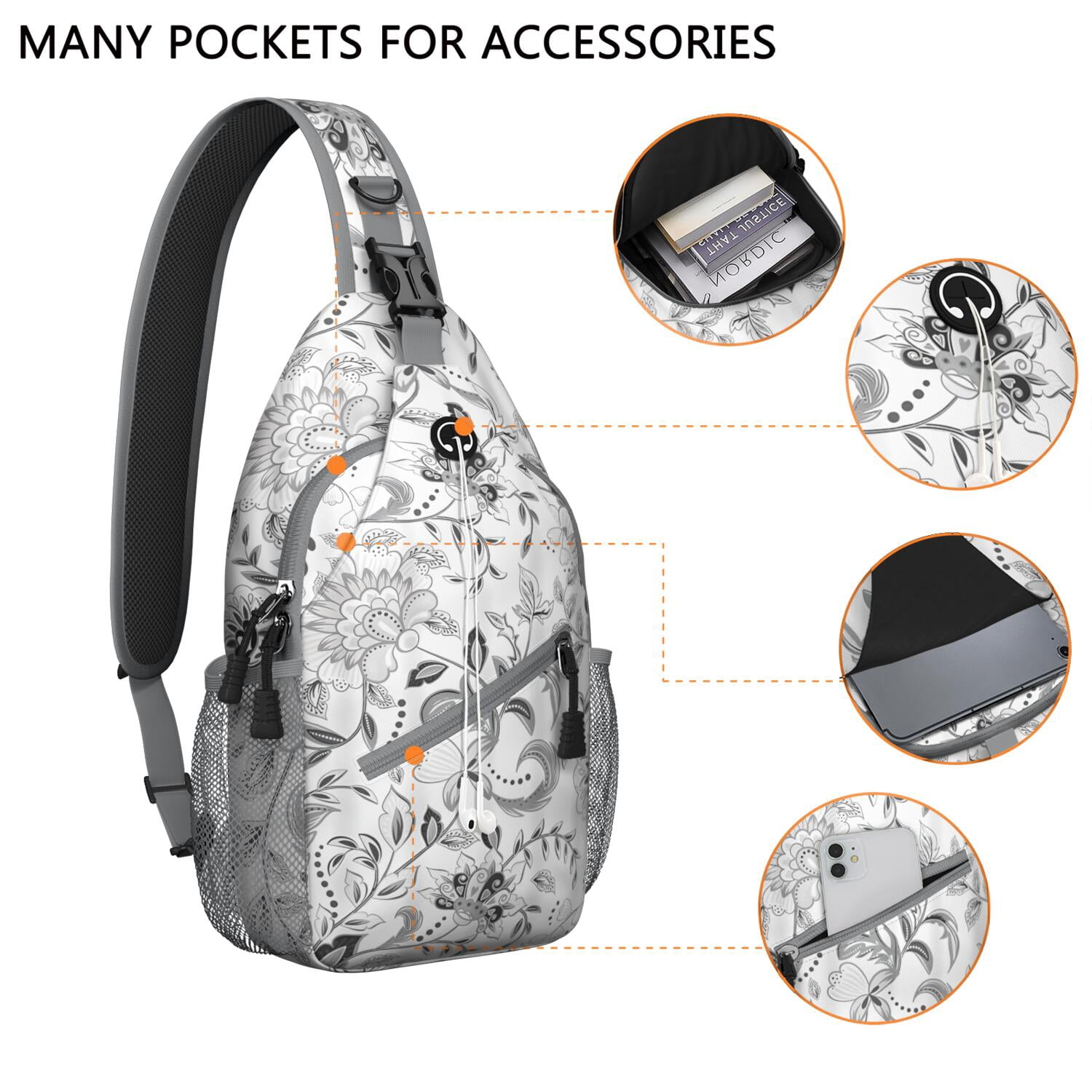 Artistic Home Accents Chest Bag Anti-Theft Crossbody Sling Bag for Hiking Vintage & Durable