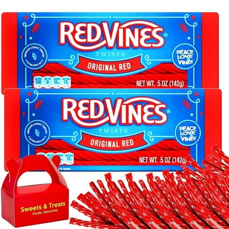 Red Vine Twists Licorice Candy - Original Red, Soft & Chewy, 2 Pack (5 oz Each) | Fruity & Delicious Treat