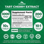 Zazzee Tart Cherry 10:1 Extract 3000 mg Strength – 200 Vegan Capsules – Certified Kosher – Concentrated & Standardized 10X Extract – Antioxidant, Joint & Inflammation Support – All-Natural • Non-GMO
