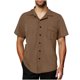 thumbnail image 1 of Blusa y camisa de manga corta con cuello vuelto para hombre, estilo casual de verano, a la moda, de color liso, con bolsillos y botones, 1 of 7