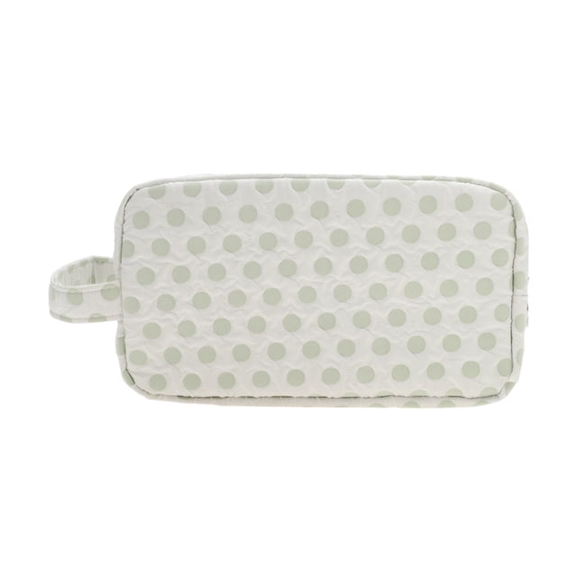 Bolsas de Maquillaje Rectangulares de Moda 1 Pc con Puntos para Viaje Grande Blanco Verde de Poliéster