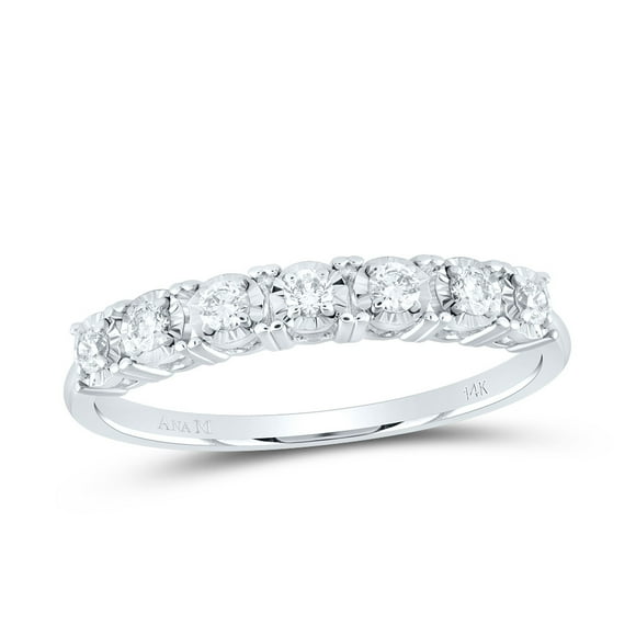 14k White Gold 1/3 Ctw Natural Diamond Fashion Wedding Band, Ladies Gift Band, Anniversary Ring