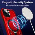 thumbnail image 4 of WQLPP-pour Étui iPhone 13/Étui iPhone 14, [Compatible avec Magsafe] [Support Invisible Intégré & Support Anneau] Étui de Protection Double Couche Antichoc pour 13/14, Rouge, 4 of 4