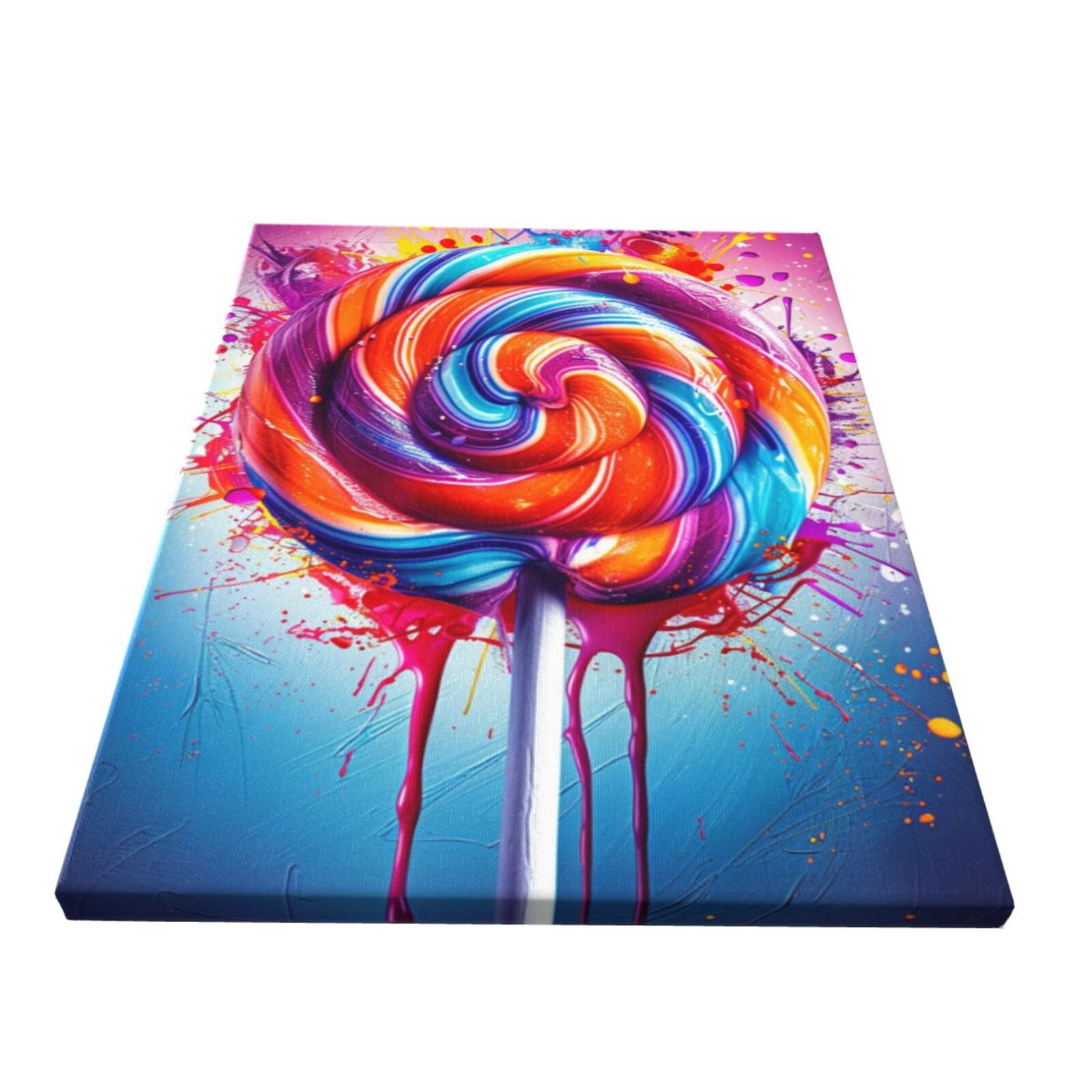 12x16 inch Frameless Canvas Picture Red Lollipop Poster,Kid Room,Candy Shop,Lounge,Yard Wall Decor Painting Prints,Classic Lollipop Oil Painting&nbsp;Wall Art,Gift For Lollipop Lovers Charm Gifts