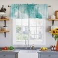 thumbnail image 2 of 2 Pack Teal Marble Valance for Window Golden Lines Modern Abstract Teal Ombre Kitchen Valance Rod Pocket Short Curtain Topper Decorative Window Treatment for Living Room Bedroom 60"x18", 2 of 8