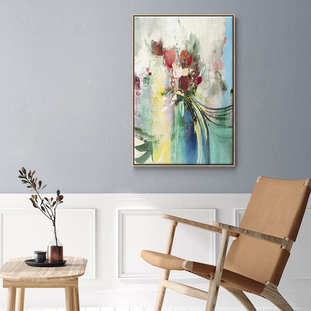Celebration I Framed Premium Gallery Wrapped Canvas - Ready to Hang - 17 x 25 - Natural Wood Floating Frame
