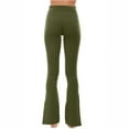 thumbnail image 4 of Wyobmus Womens Plus Size Flared Yoga Pants Solid Stretch High Waisted Tummy Control Workout Leggings Bootcut Yoga Leggings XS-4X Olive Green, 4 of 5