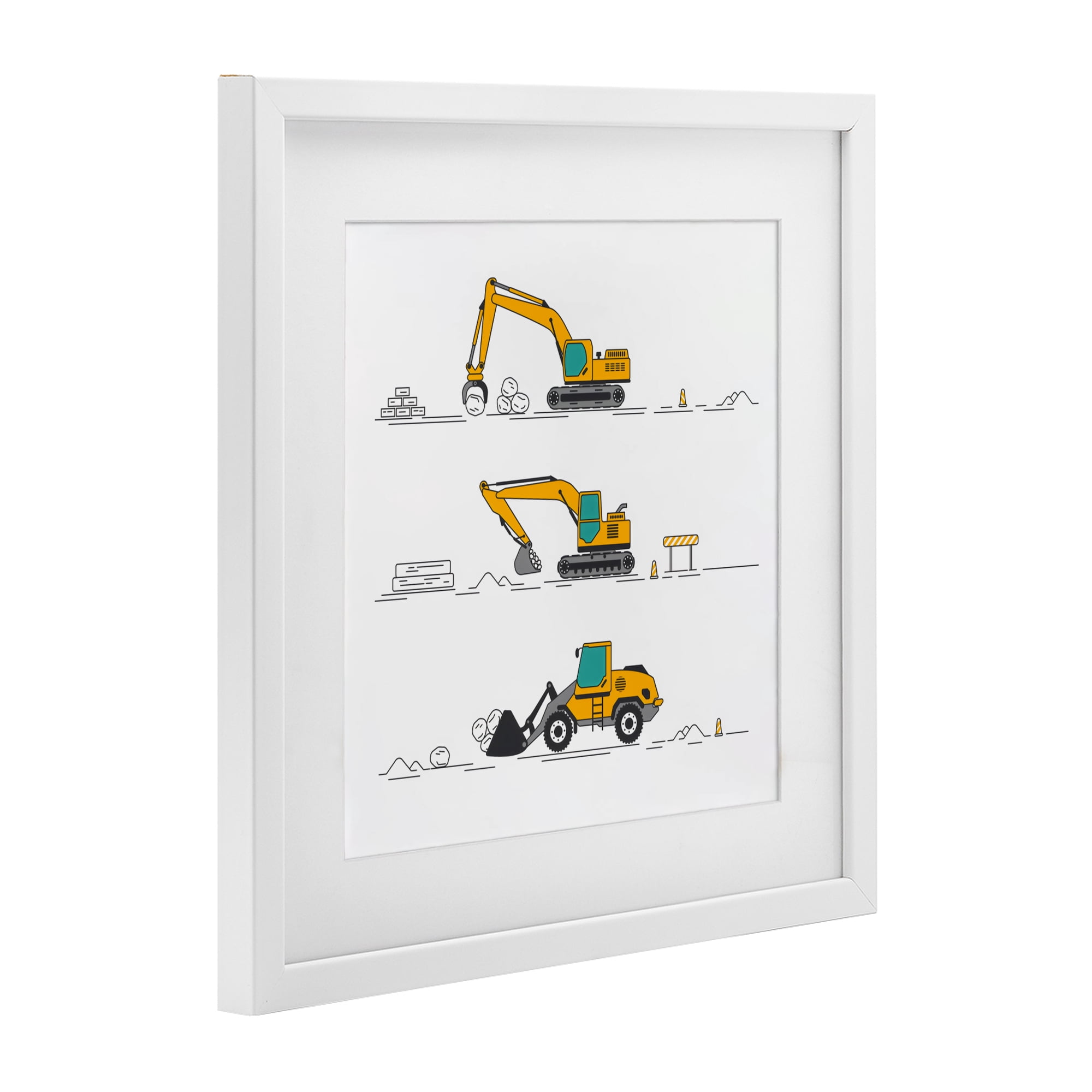 Stupell Industries Construction Digs Machine White Framed Print Under Glass, design by Creative Studio