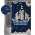 thumbnail image 3 of Navy Blue Boat Coastal Shower Curtains for Bathroom Waterproof Fabric Bath Curtains Decor Bath Tub Curtain Summer Sea Beach Ocean Nautical Decorative Shower Curtain Sets with 12 Hooks, 72x72 Inch, 3 of 6
