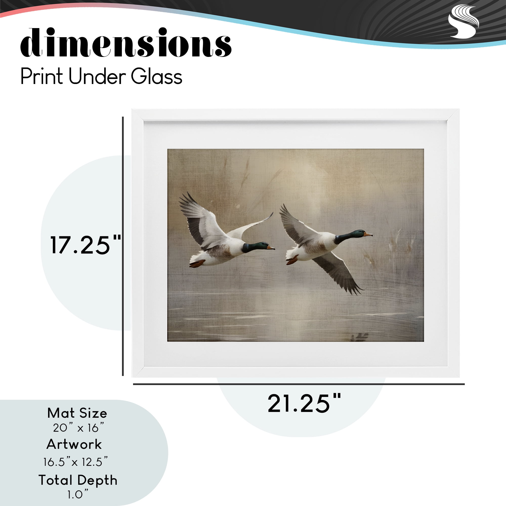 Stupell Industries Mallard Ducks over Pond White Framed Print Under Glass, design by Susan Arnot