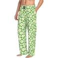 thumbnail image 3 of Mens Pajama Pants - Soft Sleep & Lounge Pants for Men, Daisies Flowers Green Cuteness Casual PJ Bottoms Pants with Pockets, 3 of 5
