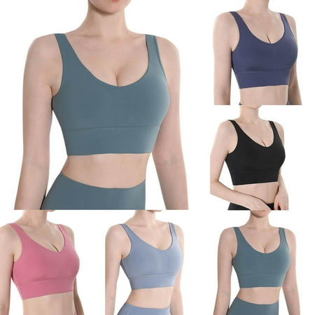 ATOYSOY Women s Everyday Bra Sports Bra Yoga Running Activewear Slim Basic Tank Tops Camisoles Bralette Underwear Push Up Comfort Bra Clearance Teens Breathable Blue XL