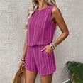 thumbnail image 5 of Women's Summer 2 Piece Short Sets Lounge Sleeveless Top Shorts Matching Outfits Casual Striped Vacation Sweatsuit L, 5 of 6