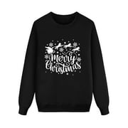 STORMDOING Christmas Long Sleeve Letter Print Hoodless Pullover Sweatshirt Blouse Xmas Holiday Family Matching Outfit Pajamas for The Whole Family for Christmas Man Pajamas for Family