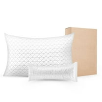 KFFKFF Queen Size Bed Pillow for Sleeping, Adjustable Memory Foam Fill with Supportive Design, Includes Natural Fiber Pillowcase, Suitable for Back, Stomach, and Side Sleepers