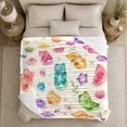 thumbnail image 5 of Whimsical Gummy Bear Botanical decorative motif, Playful Woodland Scene, Warm Flannel Blanket for Cabin and Lodge, Wildlife Lovers Valentine's Day Gift, Botanical Home Decor, 5 of 9