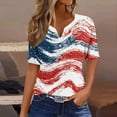 thumbnail image 2 of Cmfcve Patriotic Shirts for Women Short Sleeve V-neck Independence Day Blouse Star-Spangled Button Summer Bohemian Tunics, 2 of 5