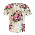 thumbnail image 4 of Patlollav Plus Size Tops For Women Trendy Floral Print Short Sleeve Tshirt Lightweight Crewneck Tee Shirts Casual Loose Pullover Tee, 4 of 5