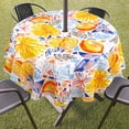 thumbnail image 5 of Round Outdoor Tablecloth with Umbrella Hole and Zipper, Patio Table Cloth with Umbrella Hole Round, Fabric Waterproof Lemon and Leaf Tablecloth for Spring/Summer/Party/Picnic, 60" x 60", 5 of 5
