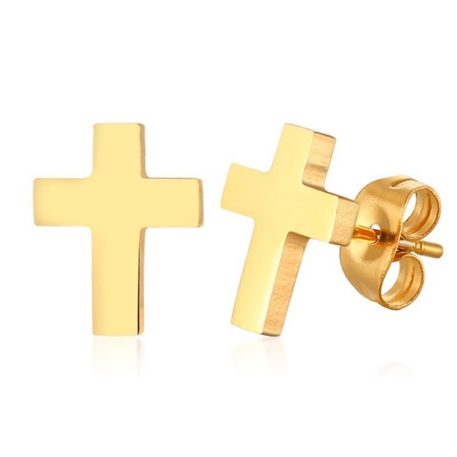 Boucles d'Oreilles Croix Simple pour Hommes Femmes Boucle d'Oreille en Acier Inoxydable Bijoux
