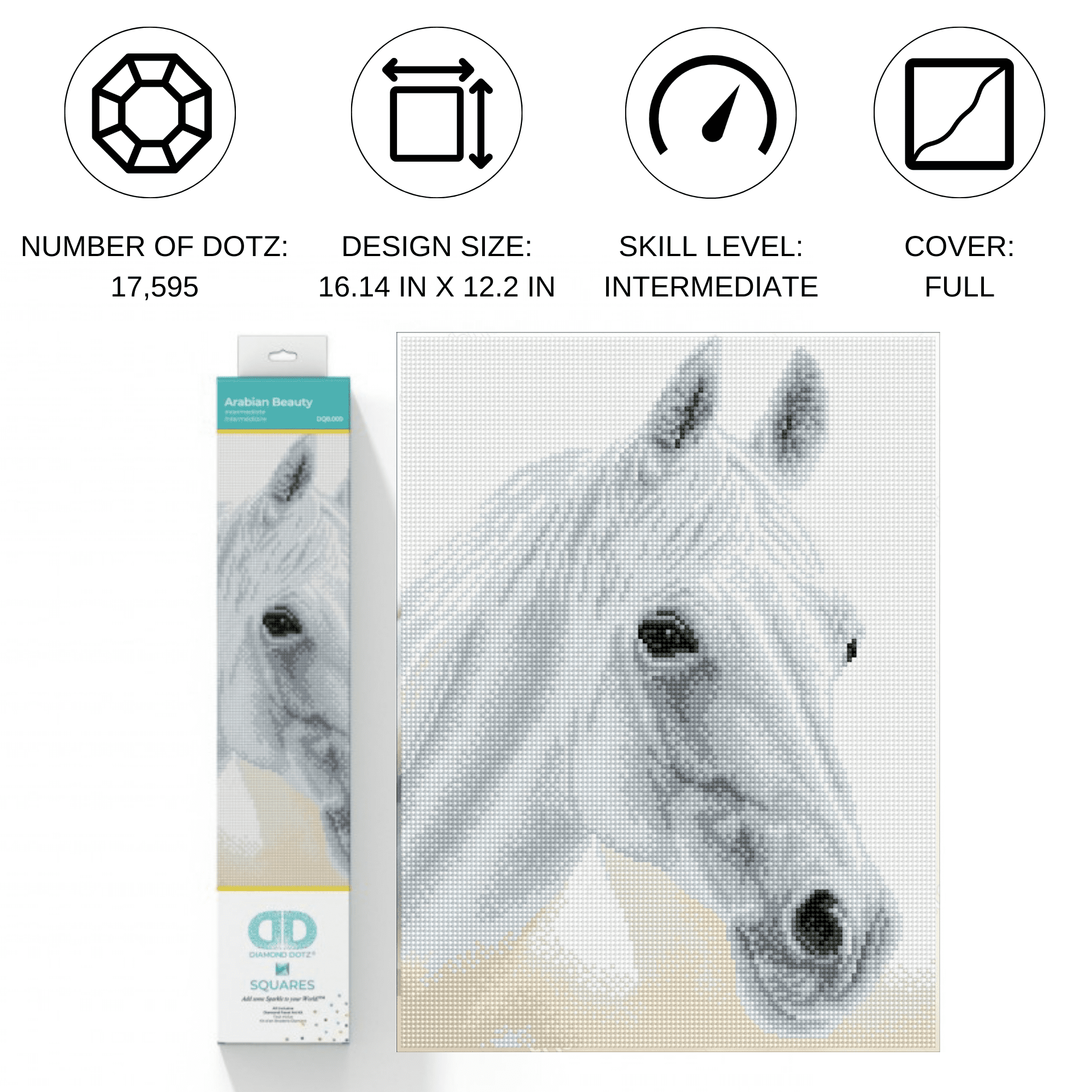 Diamond Dotz Arabian Beauty Horse  Diamond Painting Kits for Adults - Diamond Art Kits a Relaxing Creative Craft Kit with Dotz Gems 12.2"x16.1"