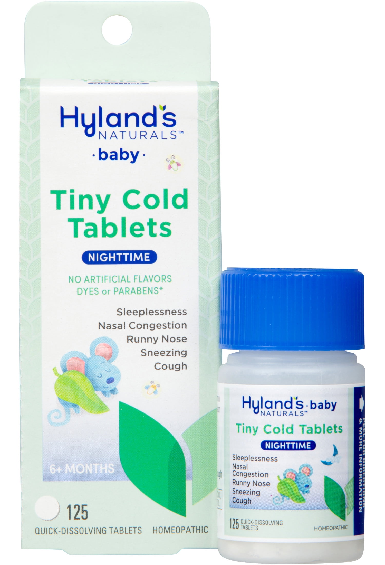 Hyland's Baby Tiny Cough & Cold Nighttime, 125 Quick-Dissolving Tablets for Colds