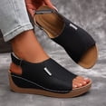 thumbnail image 2 of Modisza Summer Wedge Sandals for Women Ankle Strap Orthopedic Arch Support Shoes Comfortable Walking Rubber Sole Slides Size 6 Black, 2 of 6
