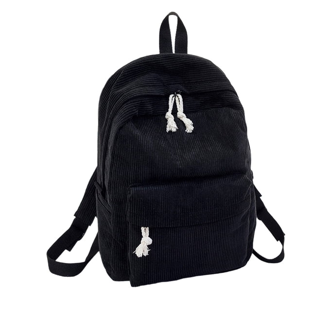 Corduroy Backpack, Lightweight College Shoulder Bag, Soft Textured School Bookbag, Casual Daypack for Daily Use