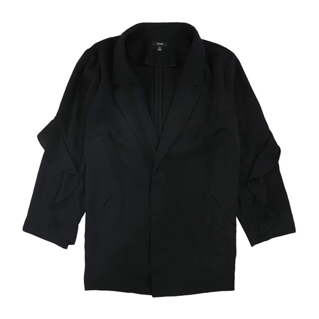 Alfani Womens Flounce Sleeve Jacket, Black, Plus Size, 3X