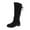 Black, variant on Women's Knee-High Boots Comfortable Flat Low Heel Round Toe Stretchy Suede Slouch Boots with Side Zipper