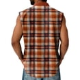 thumbnail image 4 of Domuza Men's Sleeveless Shirts Henley Neck Button Sleeveless Workout Athletic Tank Tops Summer Loose Fit Plaid T Shirt Orange M, 4 of 4