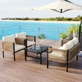 thumbnail image 4 of RONSHIN 2-Person Outdoor Rattan U-Shaped Sofa Set with Table, Garden Backyard Balcony Furniture, 4 of 9