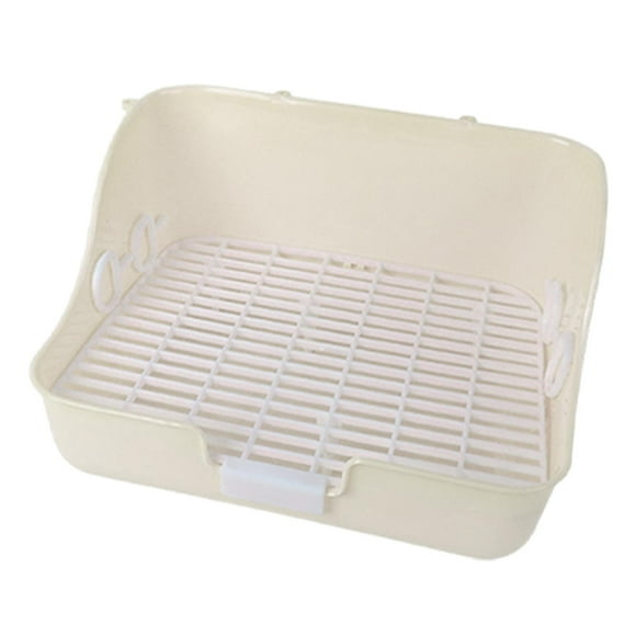 Caja de arena para conejos con cajón para animales pequeños, jaula de esquina para entrenamiento de orinal, inodoro blanco