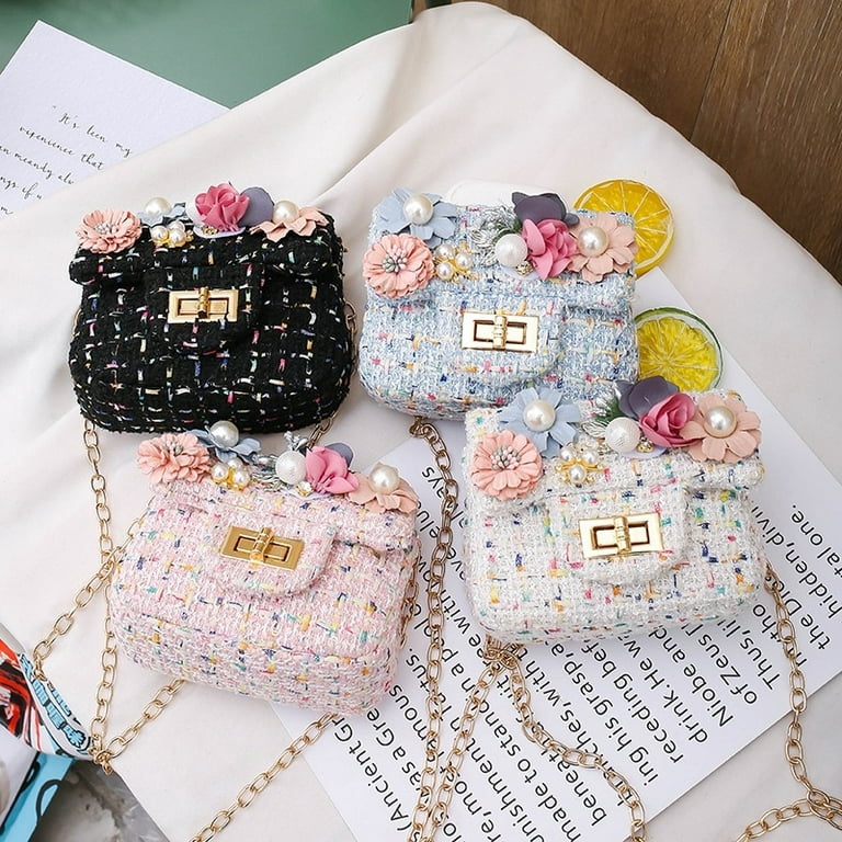 Little Girls Crossbody Purse with Pearl Flowers Mini Cute Princess Shoulder  Bag for Girls,on birthday, Childrens Day, Halloween, Christmas, New Years