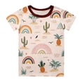 thumbnail image 3 of Toddler Boys Clothes 3-Piece Sun Moon Print Short Sleeve Tops Shorts Pants Loungewear Outfits Set Size 2-3T ,Brown, 3 of 5