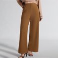 thumbnail image 2 of JGGSPWM High-Waist Pleated Wide Leg Pants for Women Stretchy Casual Trousers Brown S, 2 of 6